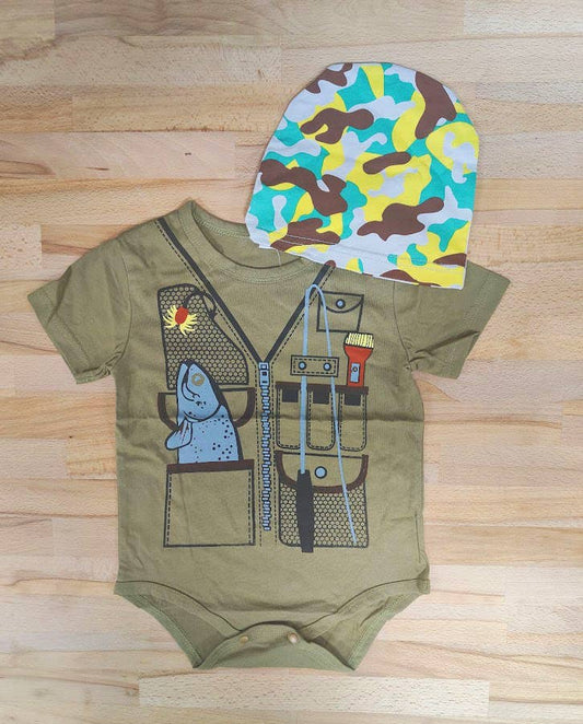 Camouflage Fisherman Baby Romper and Hat