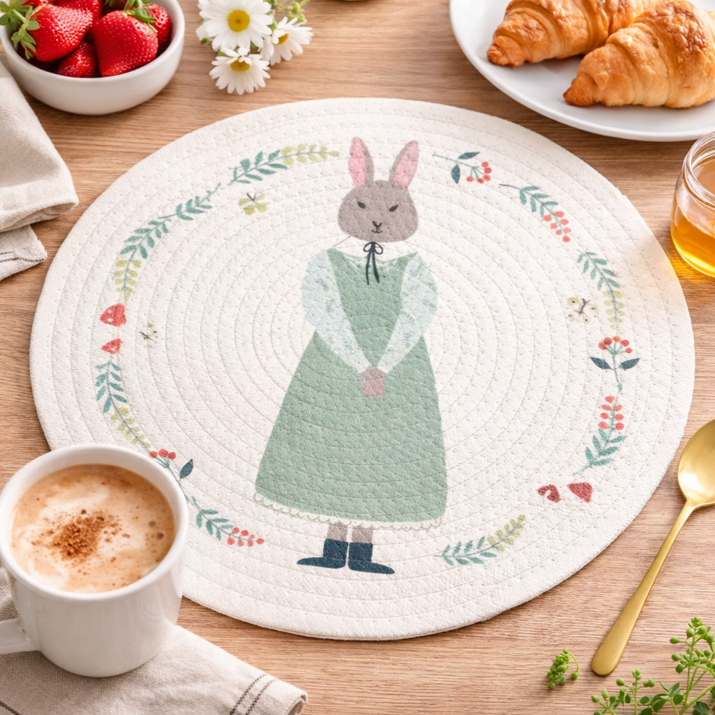 Bunny Woven Cotton Blend Heat Resistant 12" Placemat