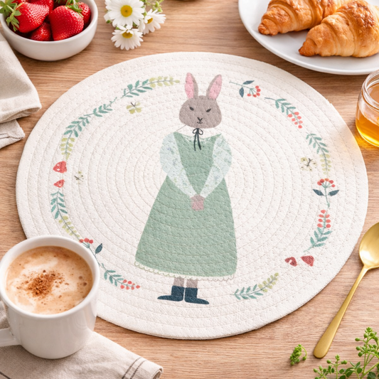 Bunny Woven Cotton Blend Heat Resistant 12" Placemat