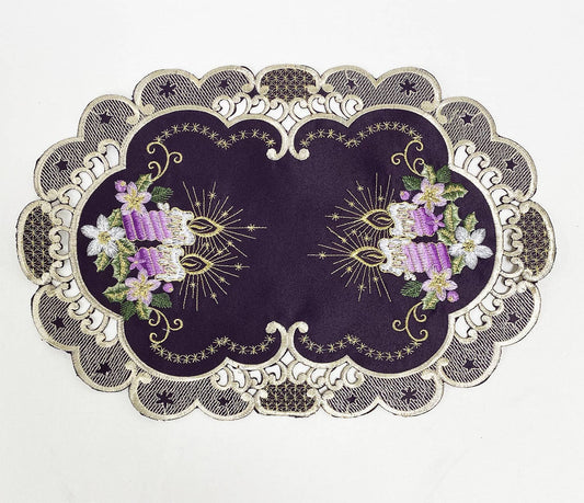 K24165 - Purple Embroidered Christmas Cutwork Placemat – 12" x 18"
