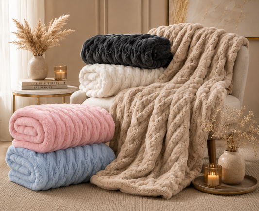 LUXE Double-Layer Plush Faux Fur Throw Blanket – 50" x 60"