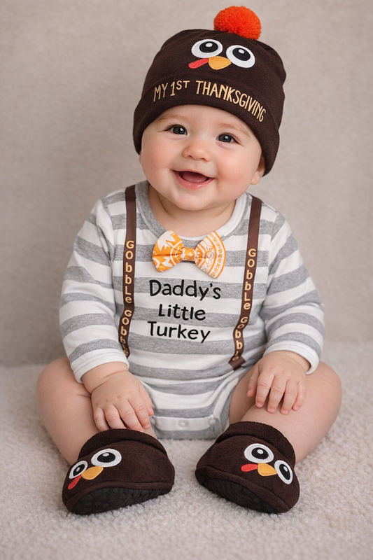 Daddy's Little Turkey 4-Piece Baby Outfit