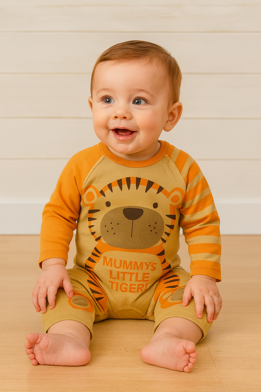 Brown Tiger Cotton Baby Romper