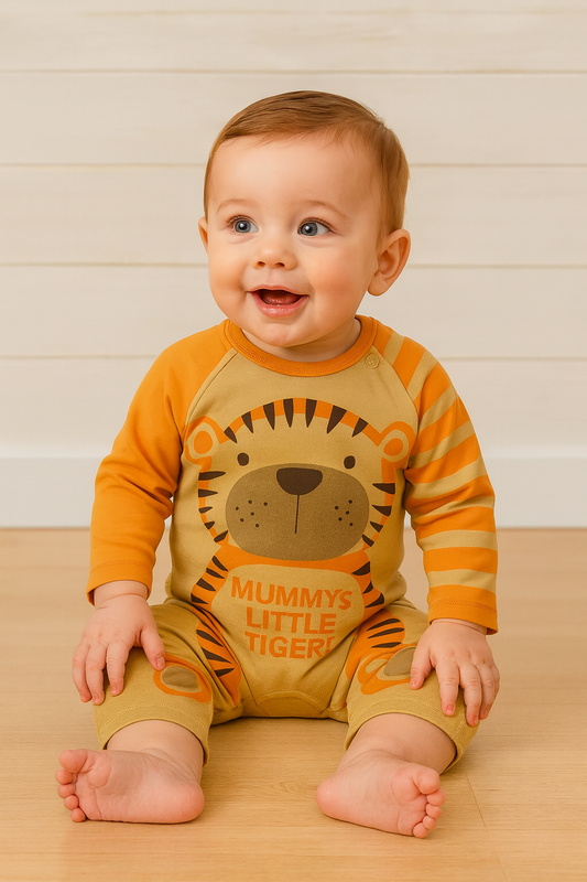 Brown Tiger Cotton Baby Romper