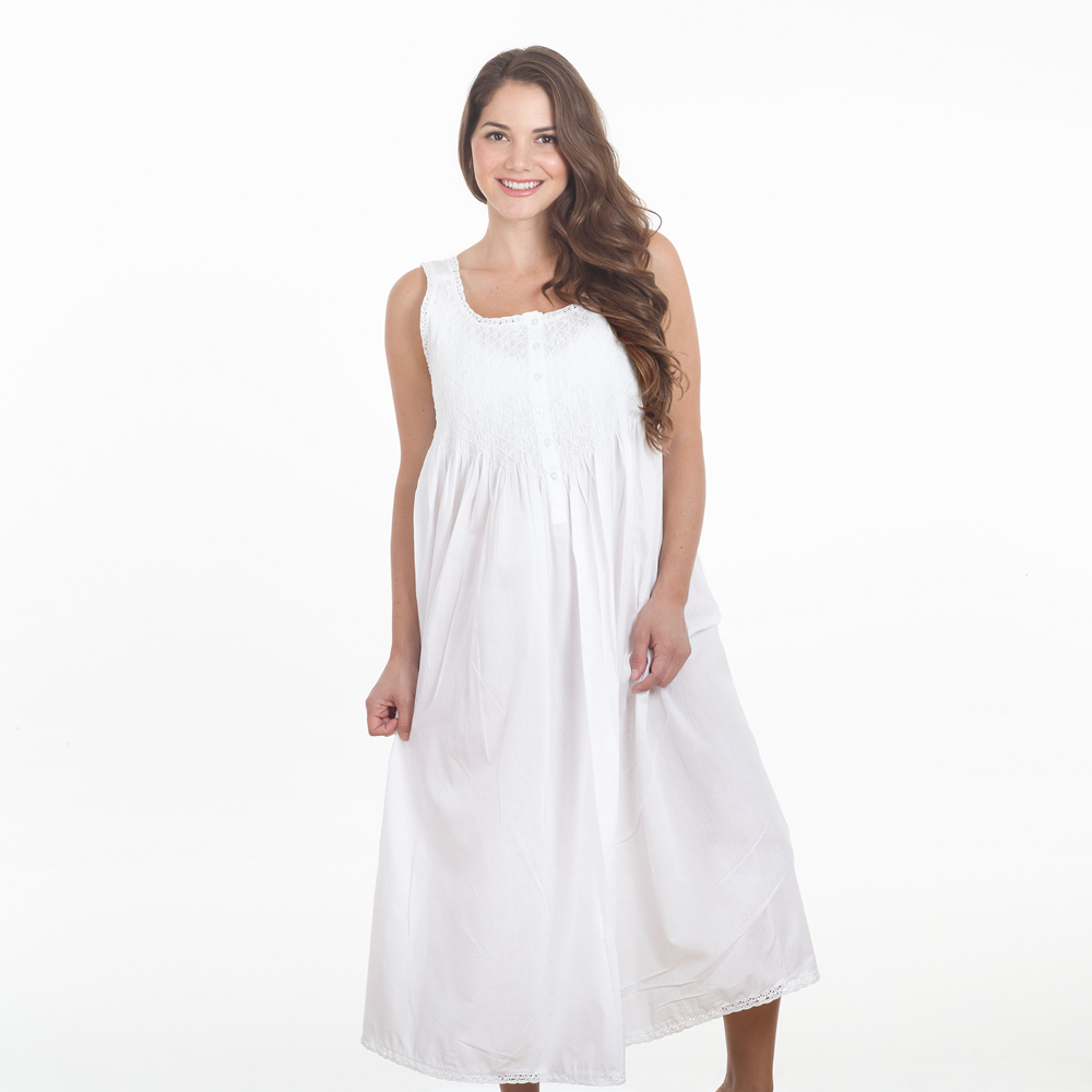 Smock Tatting Lace White Cotton Women's Night Dress