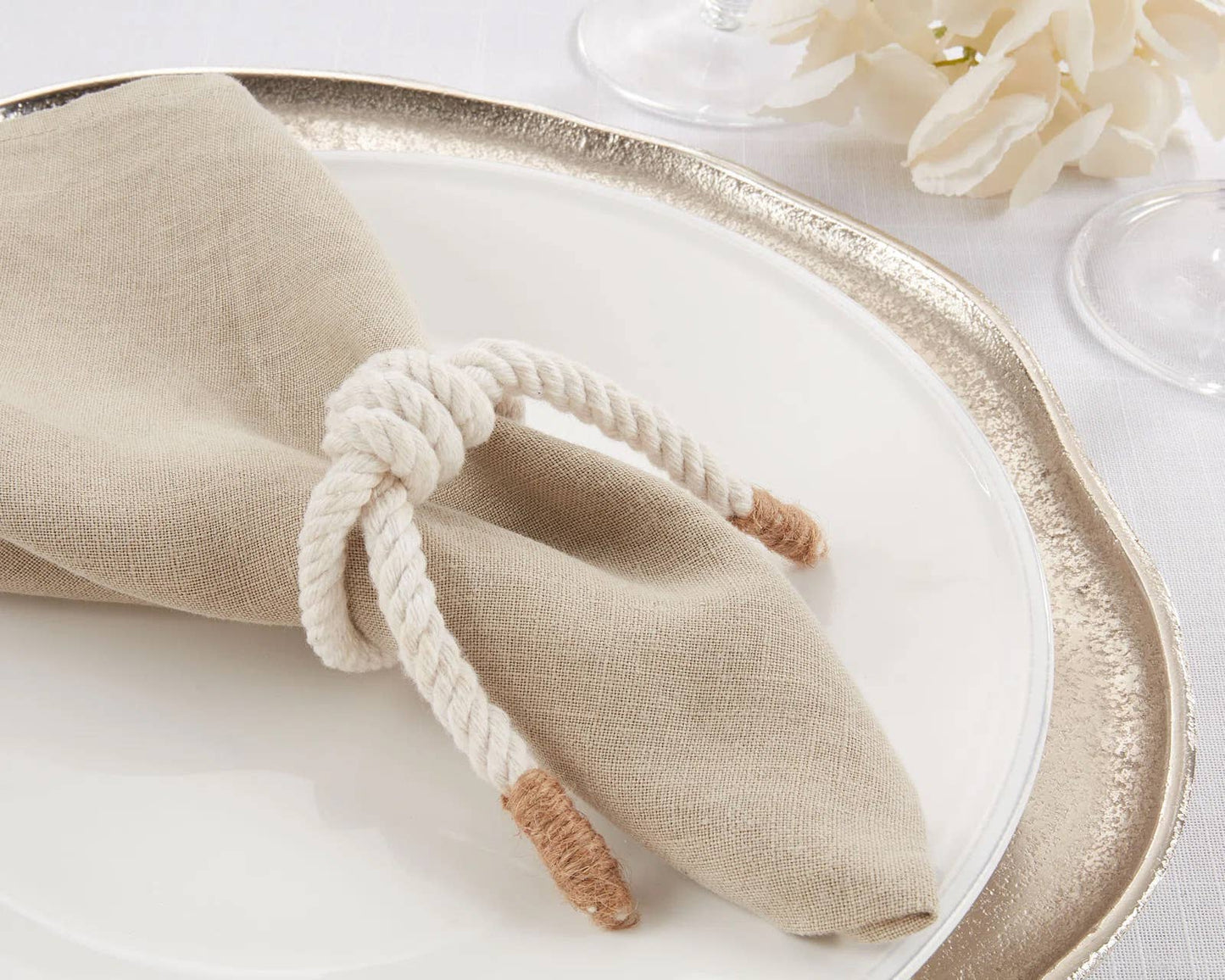 NR801 - Ivory Knotted Rope Napkin Ring