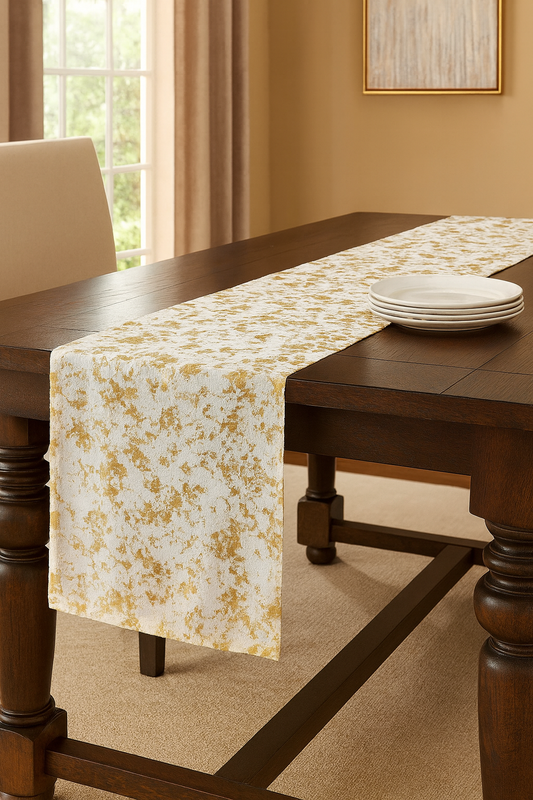 1385 - Metallic Gold Foil Design Table Runner