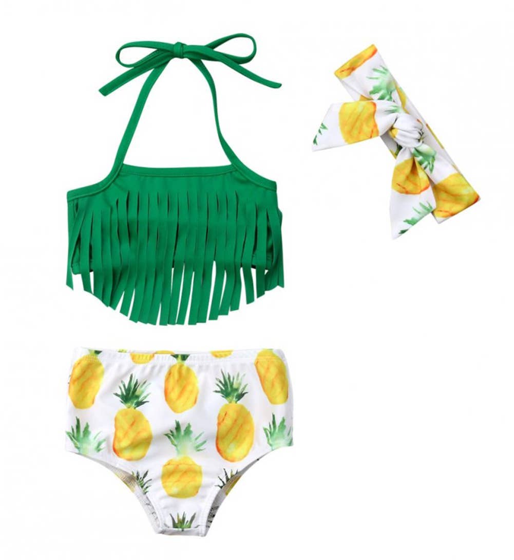 Pineapple Fringe 3pcs Baby Girl Swimwear