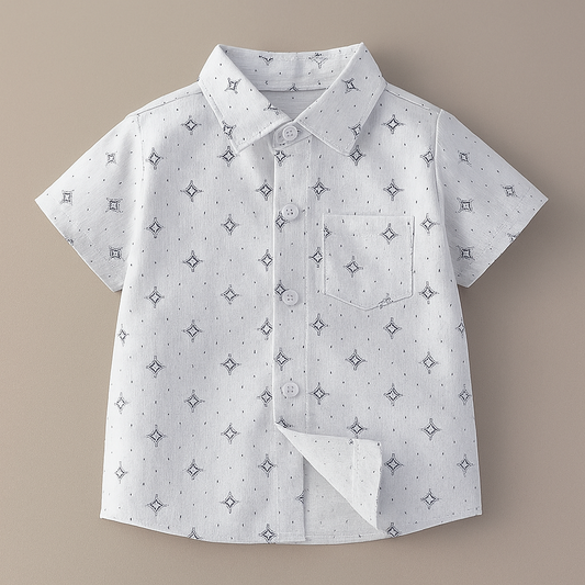 White Sun Boy Cotton Button-Down Shirt - Sizes 6M-5T