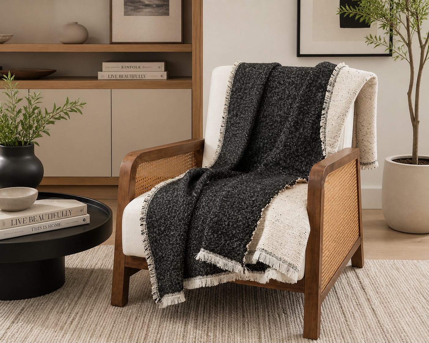 Black & White Reversible Throw Blanket - 50x60 in