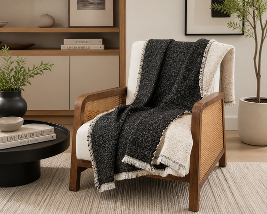 Black & White Reversible Throw Blanket - 50x60 in