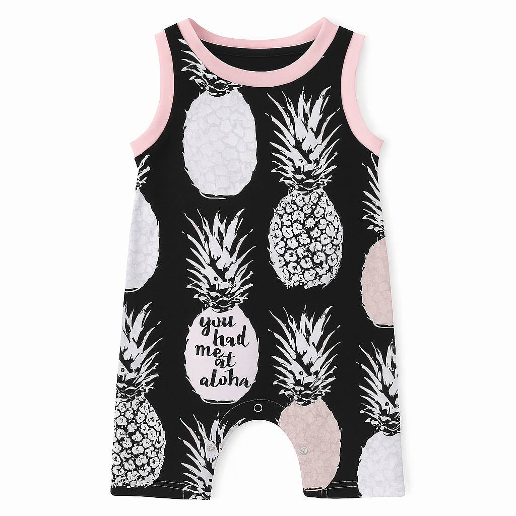 Black Pineapple Baby Romper