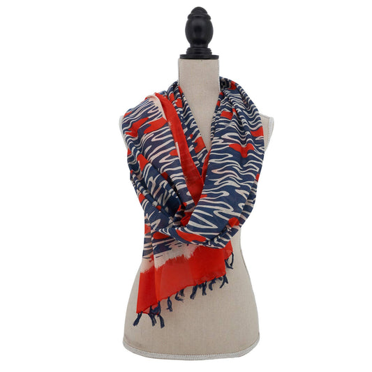 Squiggle Block Print Cotton Wrap Scarf