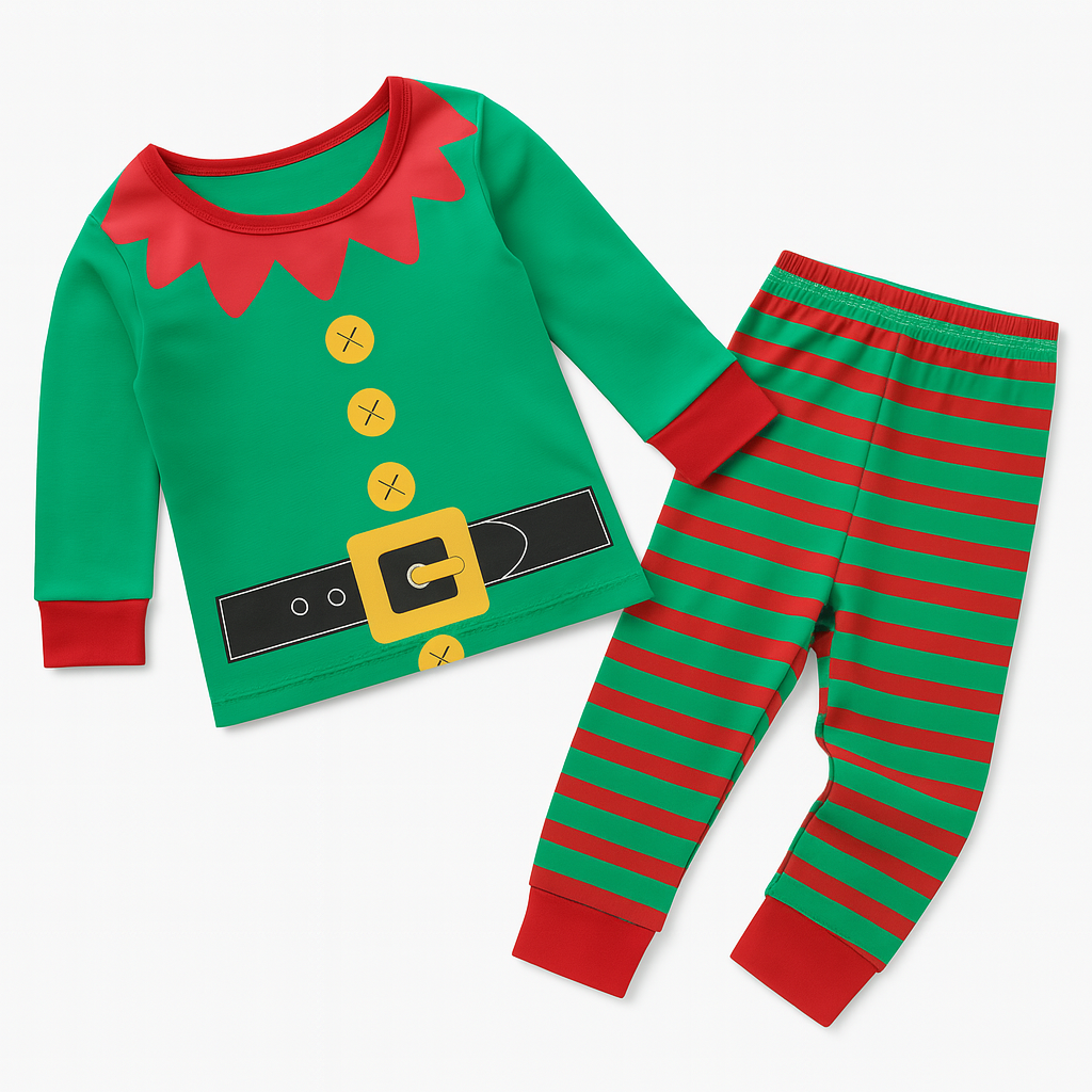 Green Elf Toddler 2pcs Festive Clothes Set