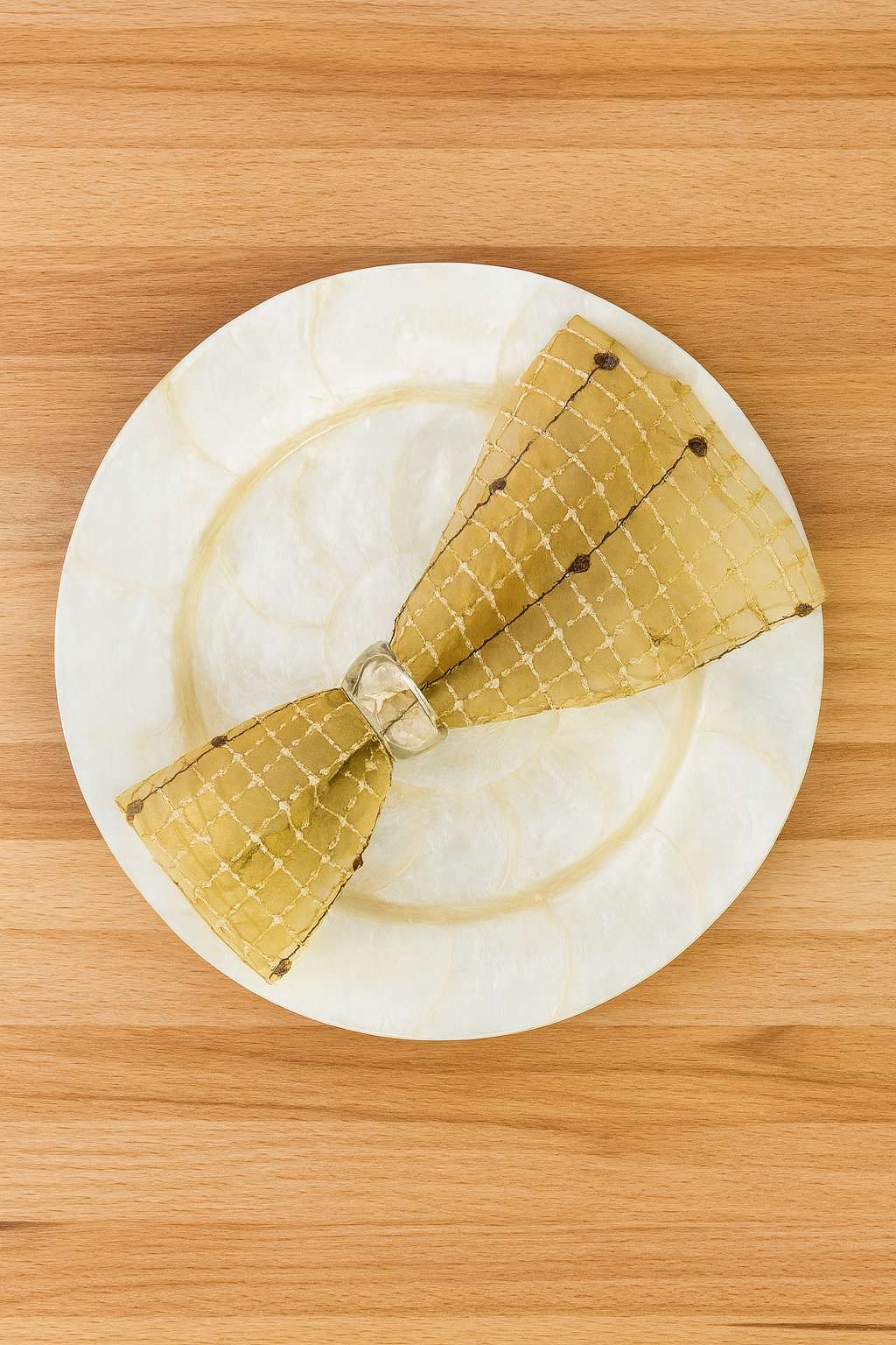 0602 - Fuzzy Stripe Sheer Gold 20" Dinner Napkin