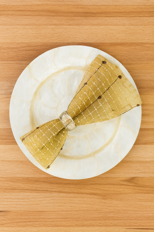 0602 - Fuzzy Stripe Sheer Gold 20" Dinner Napkin