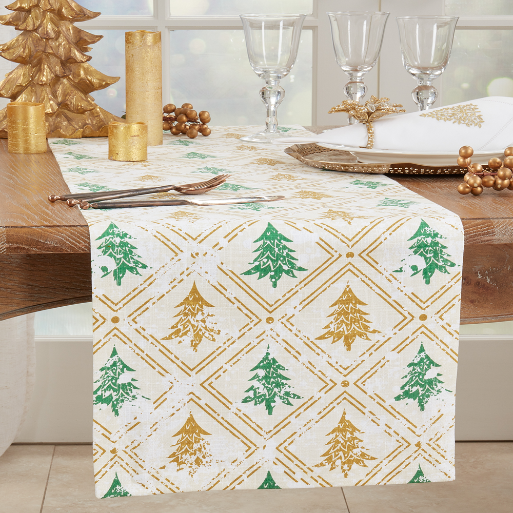 151 - Christmas Tree Cotton 14"x72" Table Runner