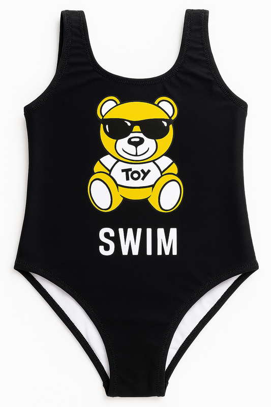 Black Toddler Bear Girl One-Piece Swimsuit