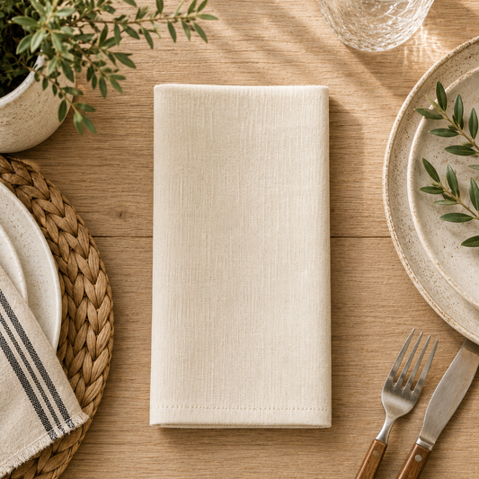 Natural Modern Haven Linen-Cotton 20" Dinner Napkin