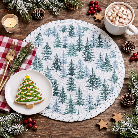 Allover Trees Holiday Woven 15" Placemat