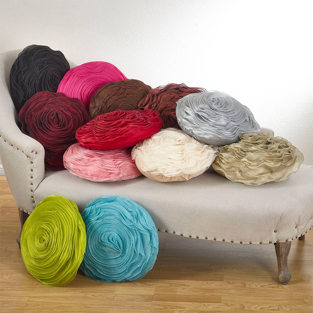 160 - Hayley Rose Chiffon Decorative 16" Round Throw Pillow