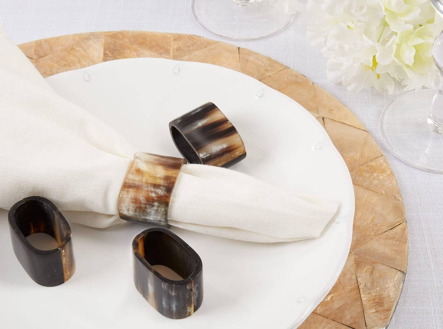 NR199 - Brown Buffalo Oval Horn Napkin Ring