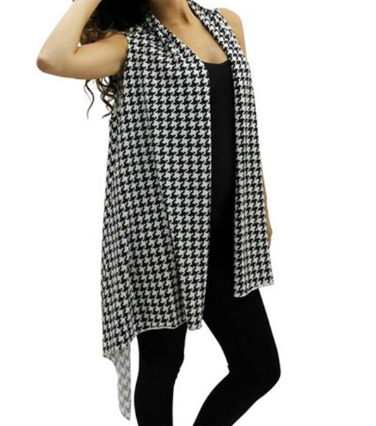 Black & White Houndstooth Jersey Knit Women's Vest