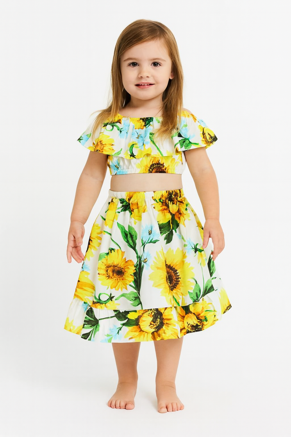Sunflower Girl Crop Top and Skirt