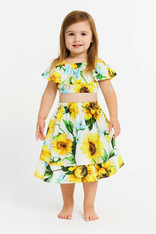 Sunflower Girl Crop Top and Skirt