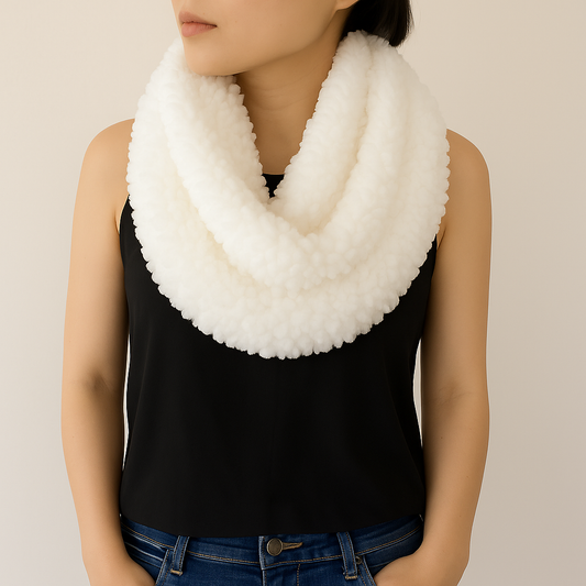 Ivory Fluffy Faux Fur Infinity Tube Scar