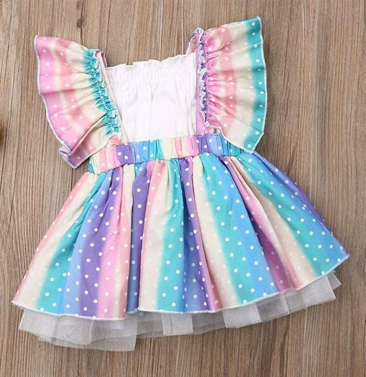 Rainbow Dots Baby Romper Dress with a Tube Top