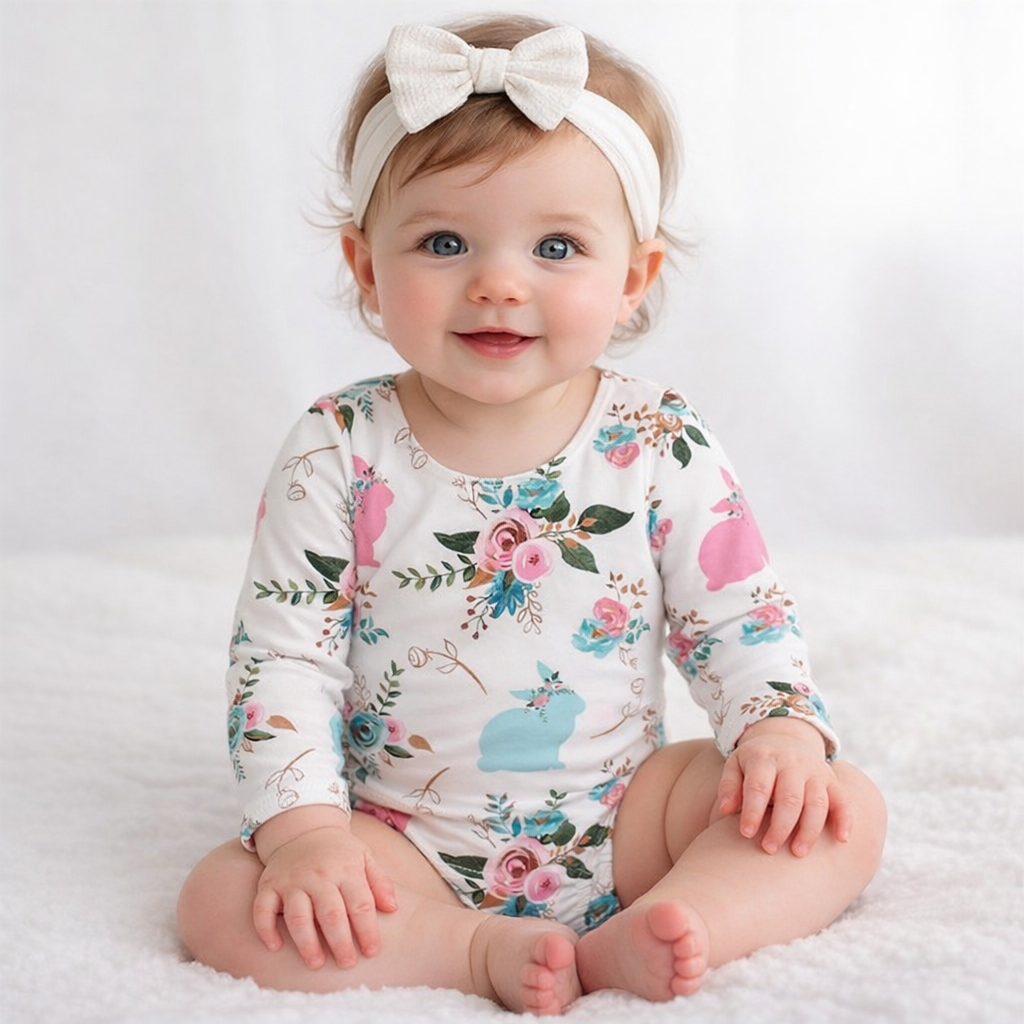 Bunny Floral Baby Girl Bodysuit