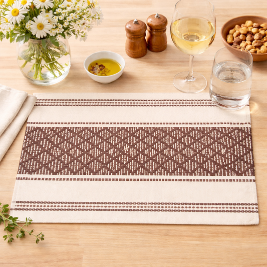 Red Diamond Stitch Cotton Blend 14"x19" Placemat