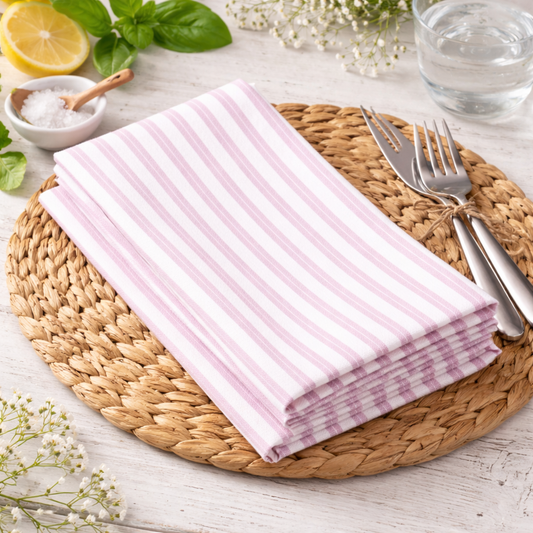 Pink and White Striped 20" Cloth Napkin