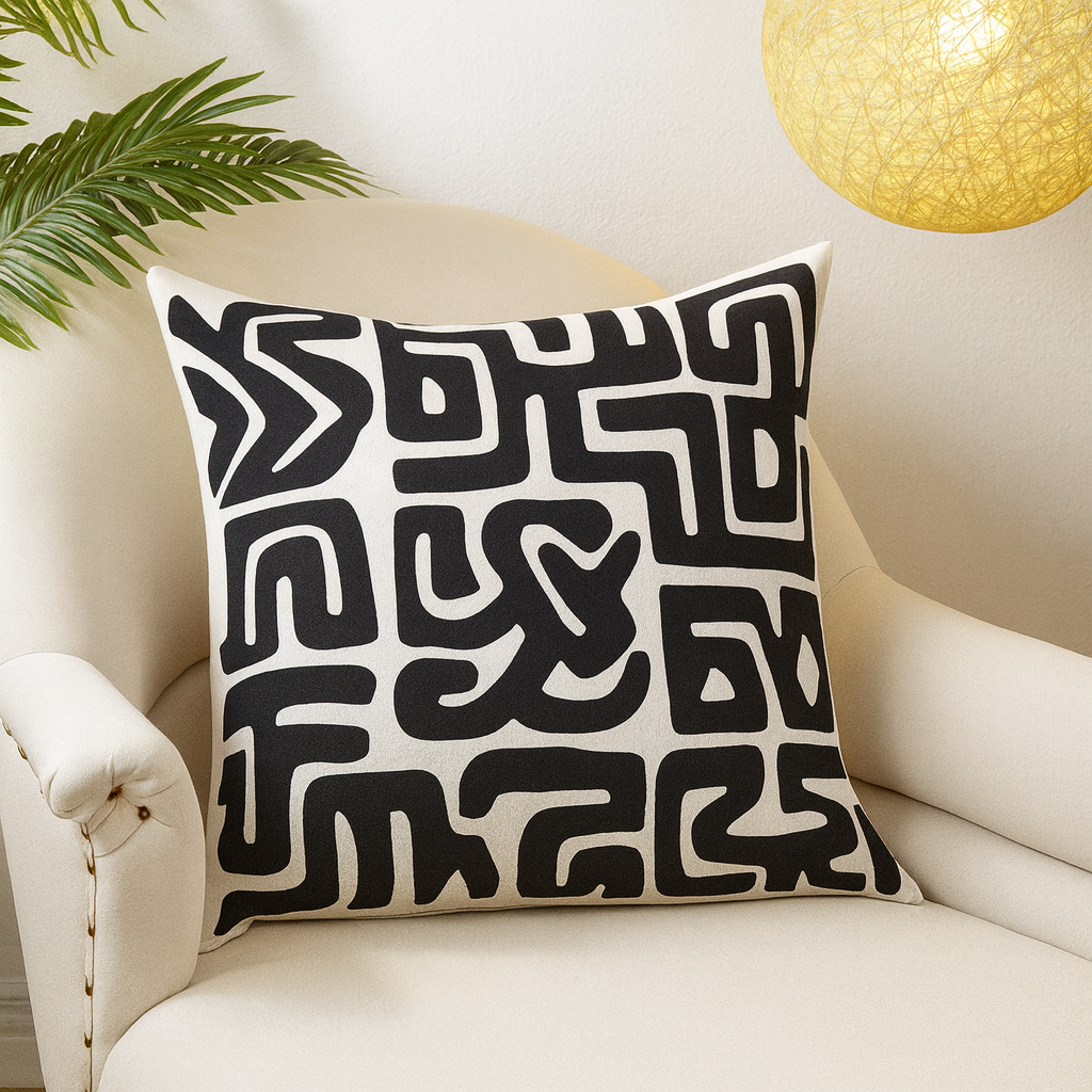9612 - Kuba Cloth Cotton Filled 22" Throw Pillow