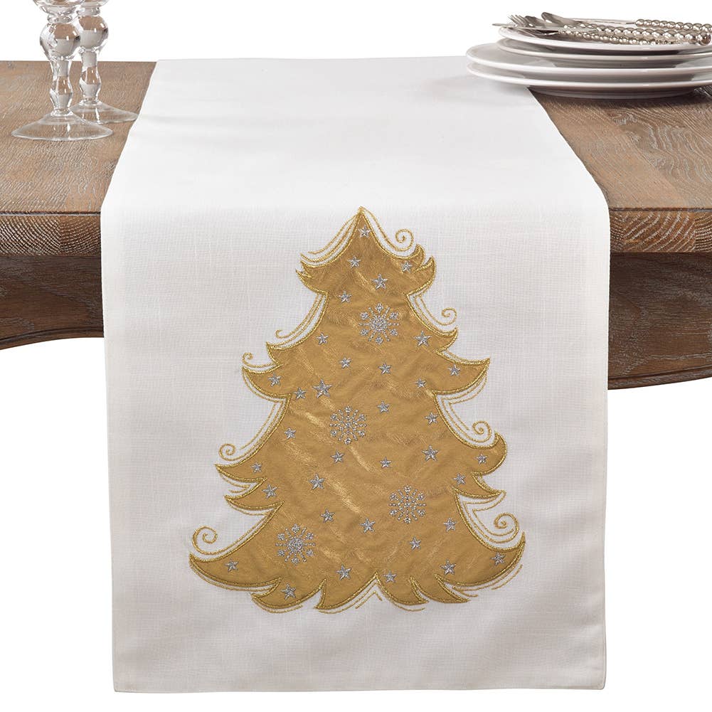 6494 - Metallic Gold Christmas Tree 14"x72" Table Runner