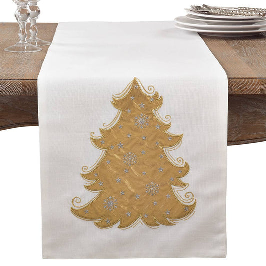 6494 - Metallic Gold Christmas Tree 14"x72" Table Runner