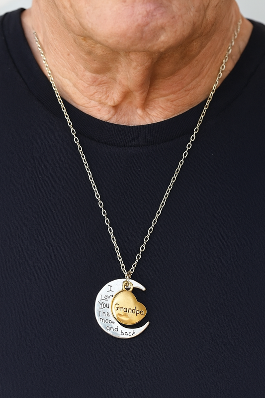 I Love You To The Moon and Back Necklace - Grandpa
