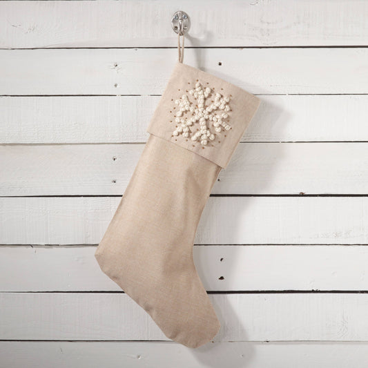 705 - Hand Knotted Cotton Natural Christmas Stocking