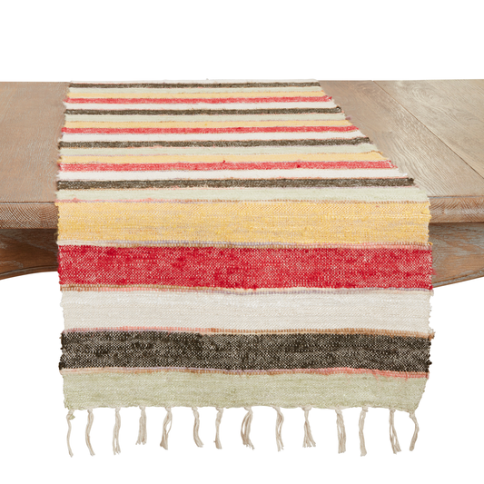 3094 - Multicolor Striped Cotton 16x72 Table Runner