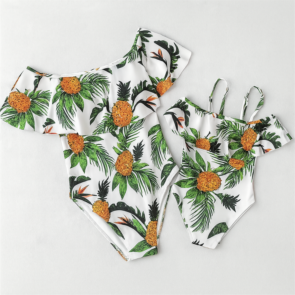 Tropical Pineapple Mom-Daughter 1pcs Swimsuit