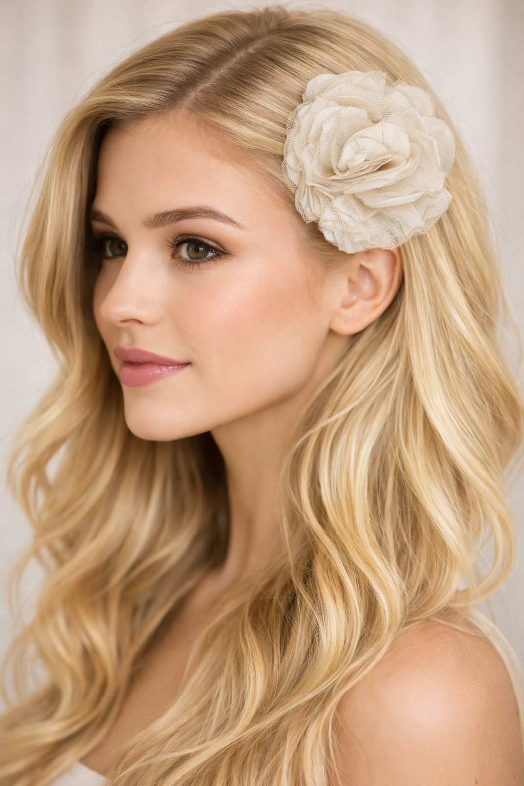 Linen 3.5" Tulle Flower Hair Clip