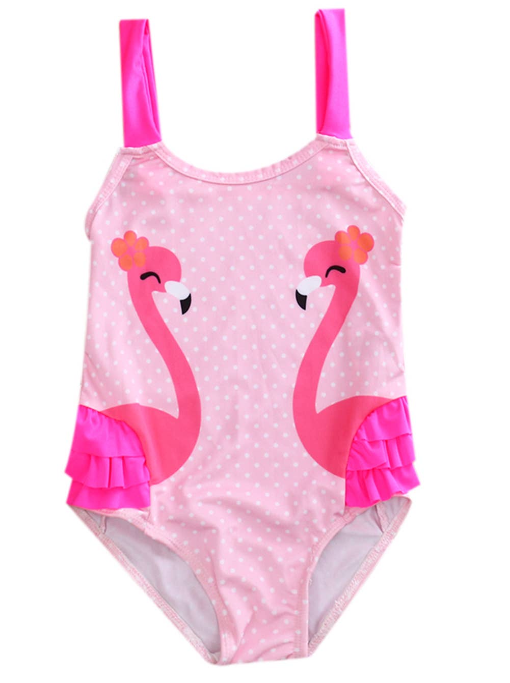Pink Flamingo Ruffle Girl Swimsuit