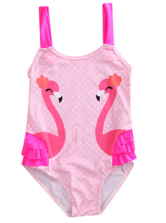 Pink Flamingo Ruffle Girl Swimsuit