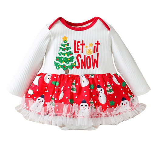 Let it Snow Christmas Baby Romper Dress