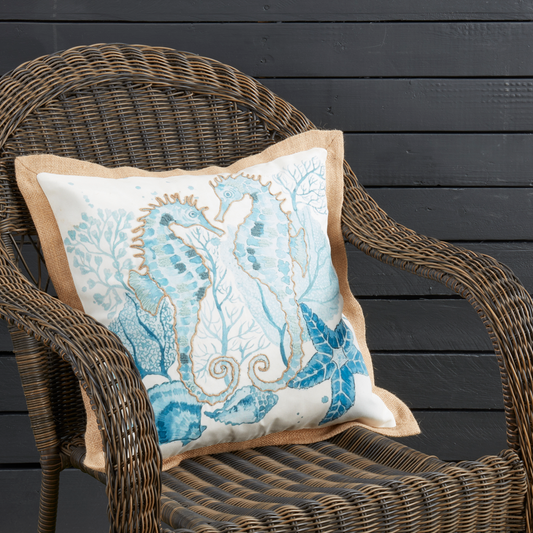 7424 - Sea Horse 18" Outdoor Throw Pillow