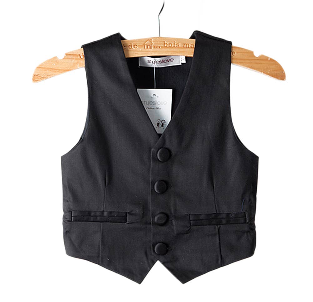 Black Buttons Boy Tuxedo Vest