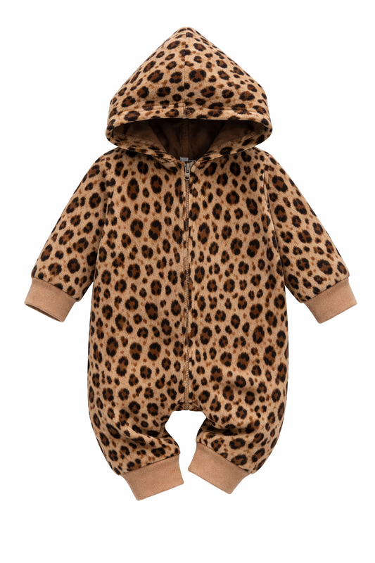 Brown Leopard Baby Romper