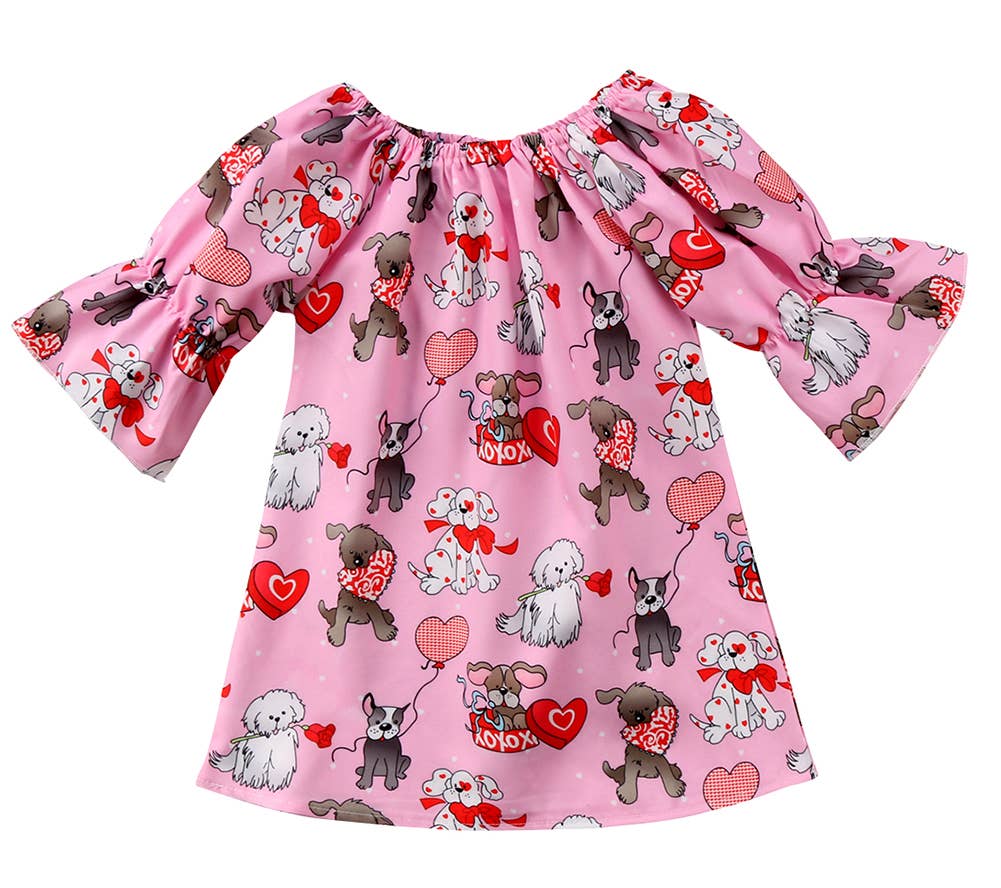 Pink Puppy Heart Girl Mini Dress