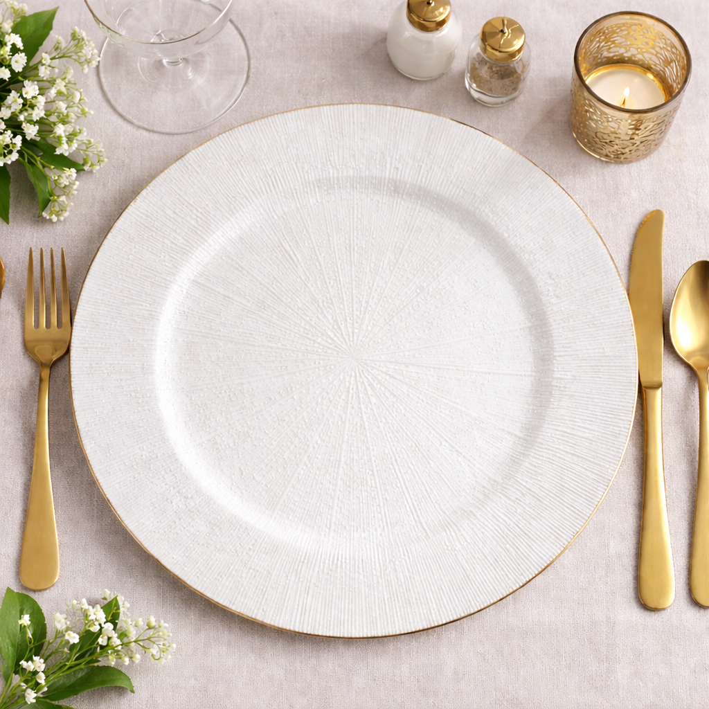 White Starburst 13" Charger Plate